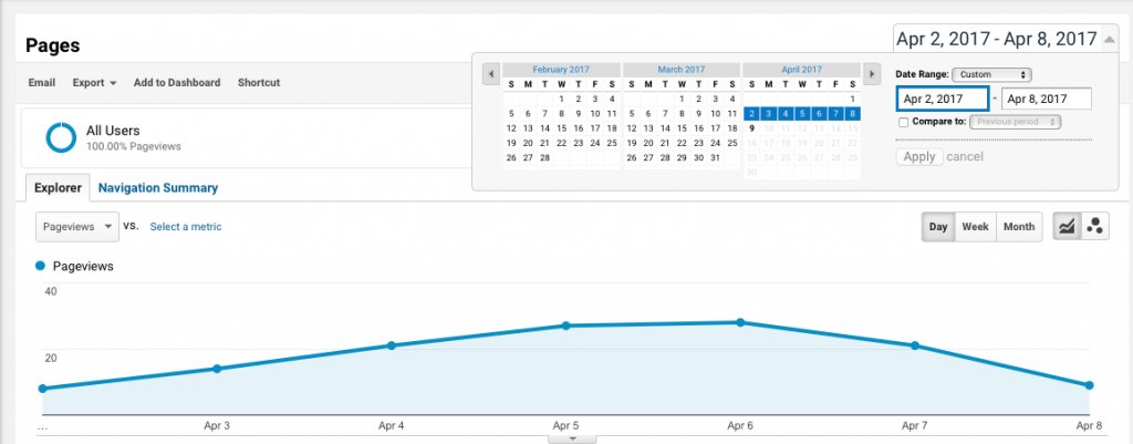 Google Analytics - Setting a Date Range