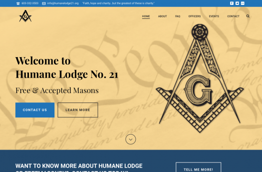 Humane Lodge No. 21 - Web Design Portfolio