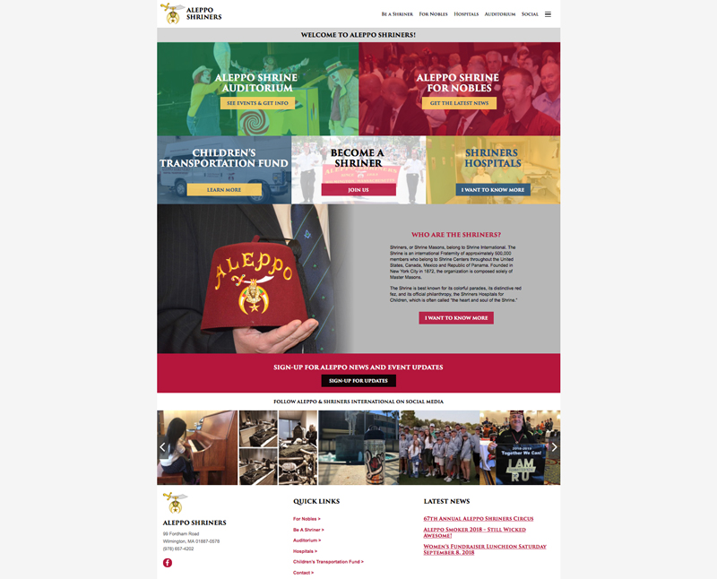 Aleppo Shriners homepage redesign