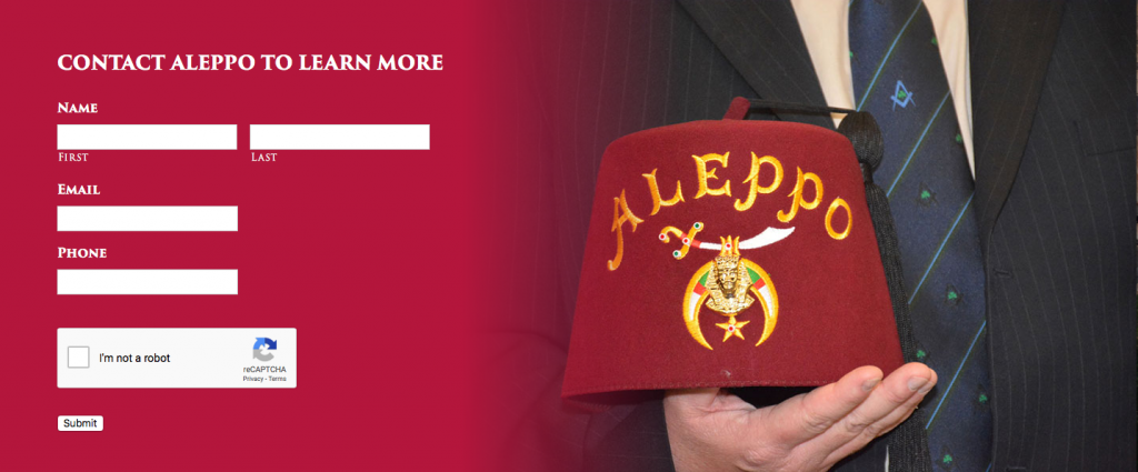 Aleppo Shriners Site optimized for search engines and conversion