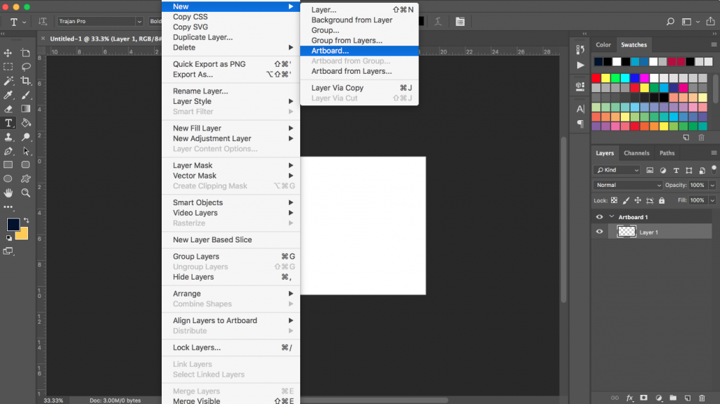 adjust artboard size photoshop