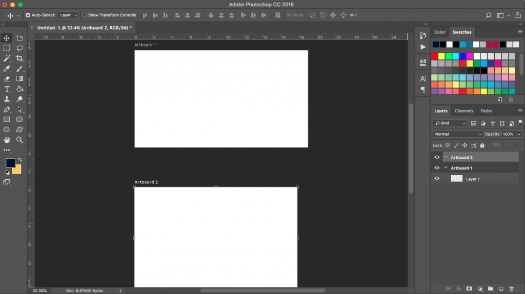 Page Layout Programs - 2 artboards in Photoshop