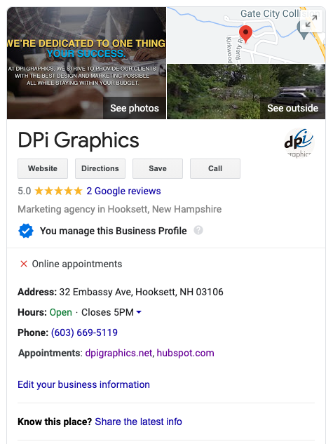 DPi Graphics Google Business Listing - Rank Higher in SERPs